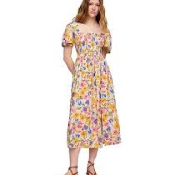 GAP Dresses & Skirts - Gap floral Cotton Maxi Dress size S Smocked Milkmaid